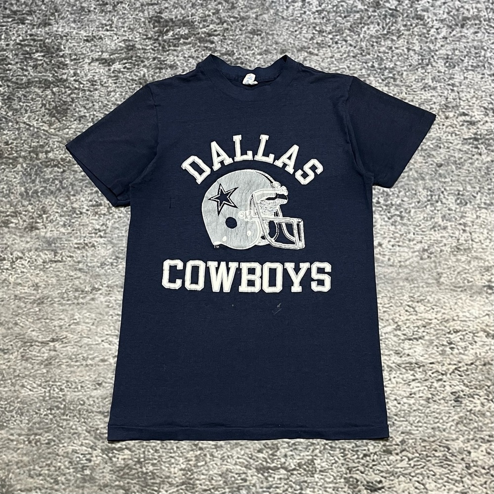 Vintage 80s Dallas Cowboys Champion T Shirt Size Medium Blue Single Stitch Logo